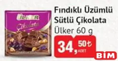 ÜLKER FINDIKLI ÜZÜMLÜ SÜTLÜ ÇİKOLATA 60 G